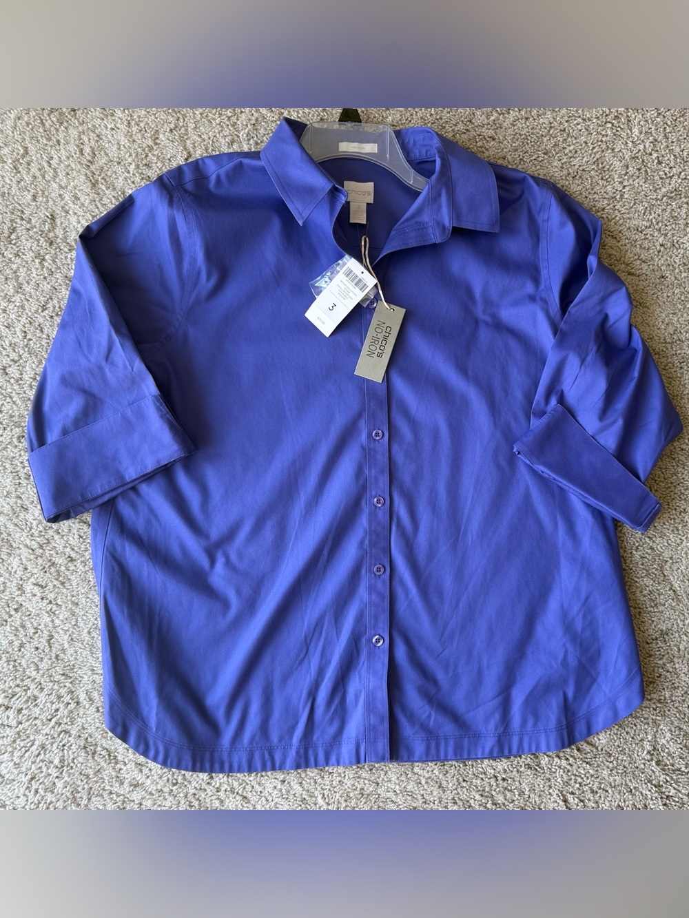 New With $75 Tag CHICO'S Womens Size 3 (XL) Shirt Jacket Purple Front Button
